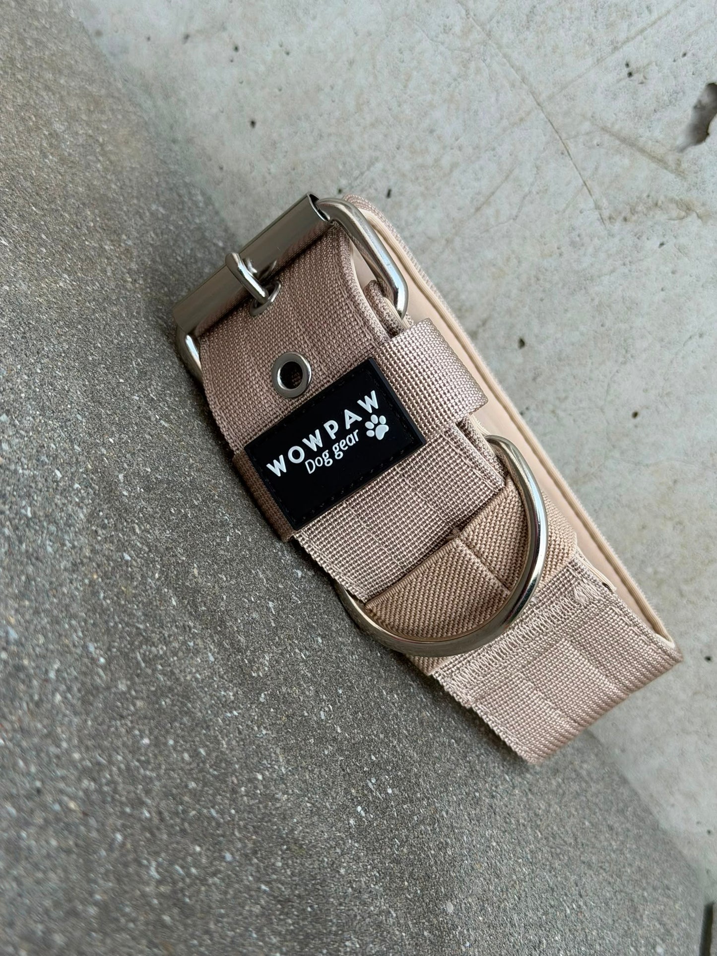 Hochwertiges Basic Hundehalsband Beige 5cm Größe M
