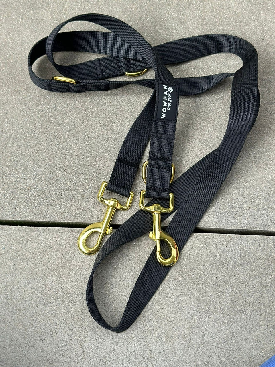 Standard Hundeleine M verstellbar Länge 2m Schwarz x Gold