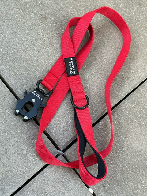 Taktische Hundeleine mit Froschkarabiner Länge 1,5m Rot