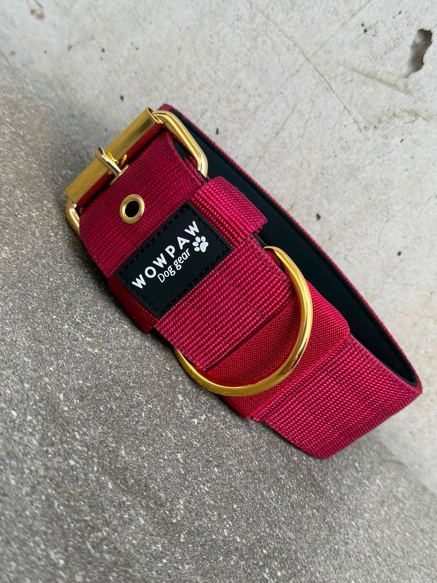 Hochwertiges Basic Hundehalsband Burgund 5cm Größe L