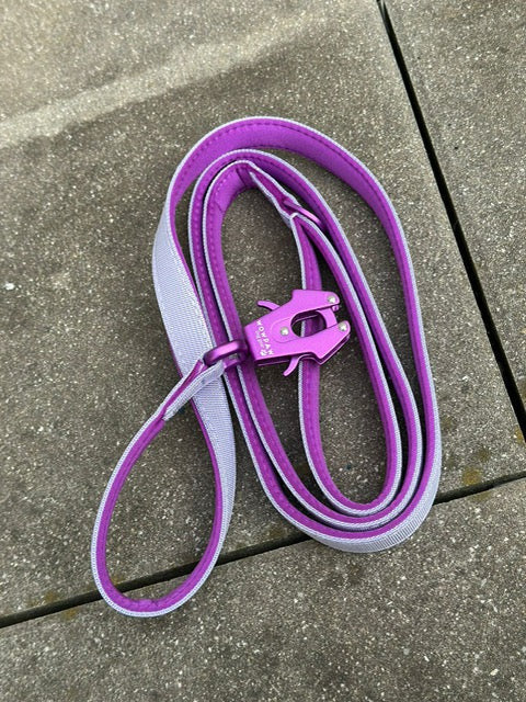 Guinzaglio tattico per cani con moschettone a rana, girevole a 360°, lunghezza 1,8 menta / oro rosa