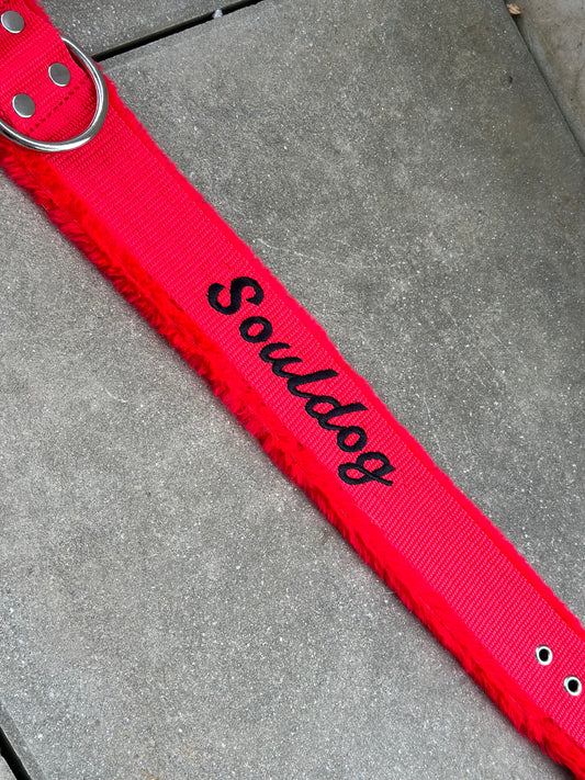 Collare Elperro Per Il Comfort 43-59cm | 5 cm di larghezza | Rosso | Ricamato