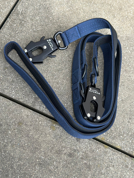 Guinzaglio tattico per cani con moschettone a rana, girevole a 360°, lunghezza 1,8 m, viola scuro