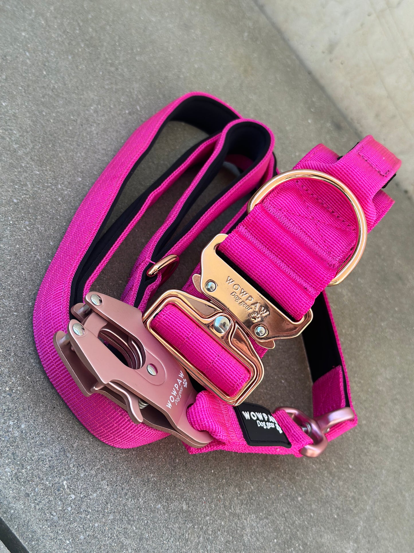 Taktische Hundeleine mit Froschkarabiner 360° drehbar Länge 1m Magenta X Rosegold