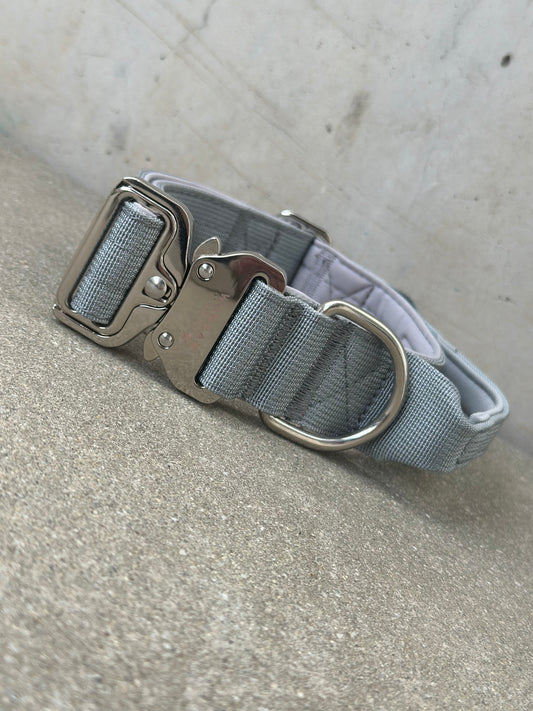 Hochwertiges taktisches Hundehalsband Grau Größe L Breite 3,8cm