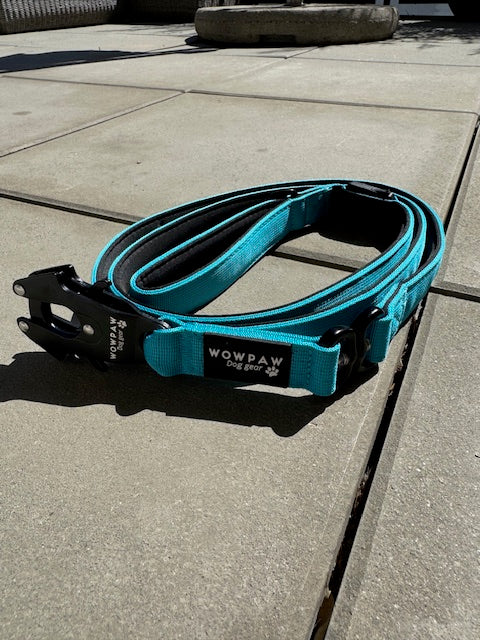 Guinzaglio tattico per cani con moschettone a rana, girevole a 360°, lunghezza 1,8 m, blu reale