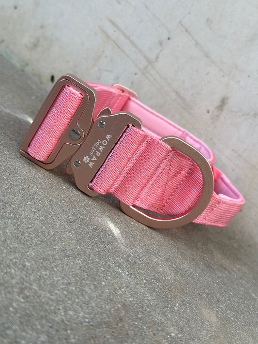 Hochwertiges taktisches Hundehalsband 5cm ULTRA LIGHT Rosa Edition Größe L