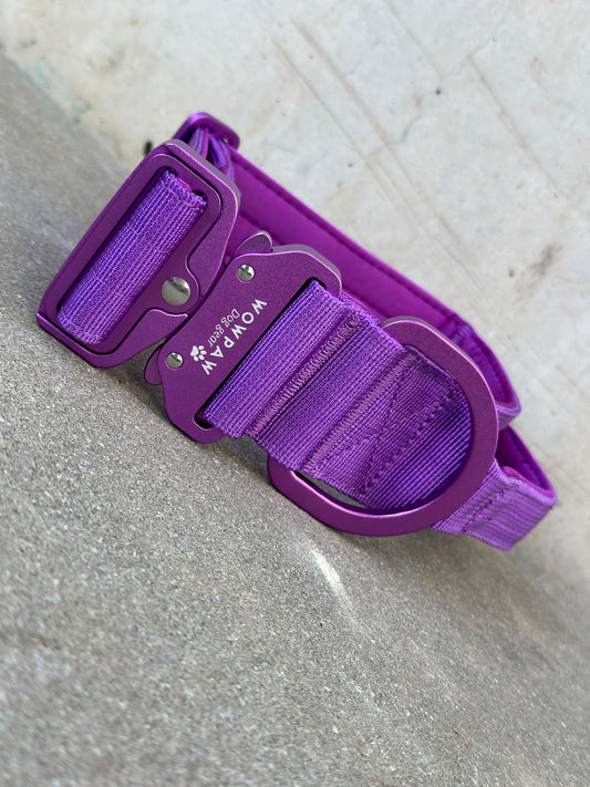 Hochwertiges taktisches Hundehalsband 5cm ULTRA LIGHT Lila Edition  Größe L