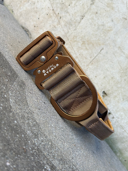 Hochwertiges taktisches Hundehalsband 5cm ULTRA LIGHT BRAUN Edition Größe L