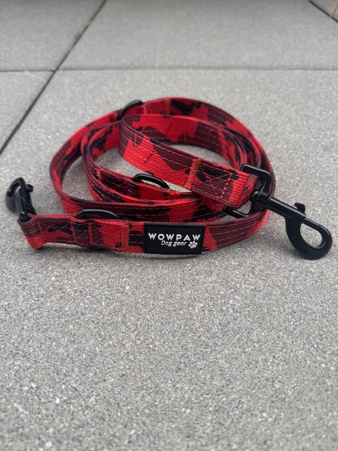 Standard Hundeleine M verstellbar Länge 2m Rot Camouflage