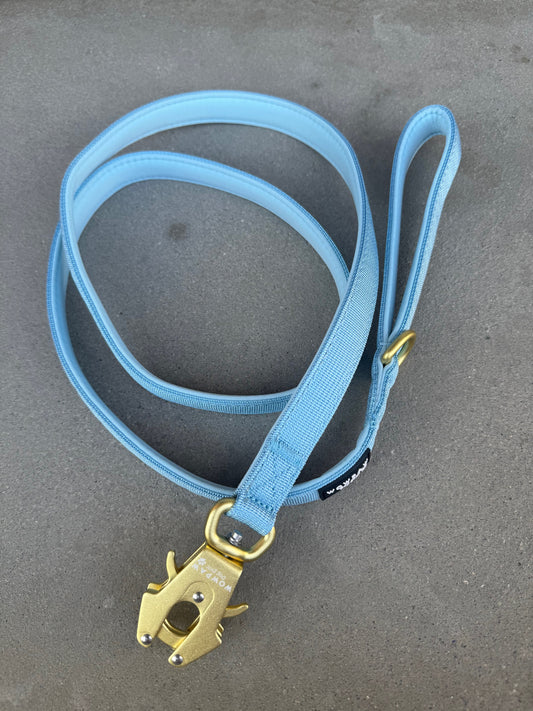 Guinzaglio tattico per cani con moschettone a rana, girevole a 360°, lunghezza 1,8 menta / oro rosa