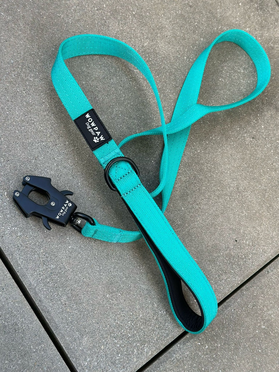 Taktische Hundeleine mit Froschkarabiner Länge 1,5m Türkis