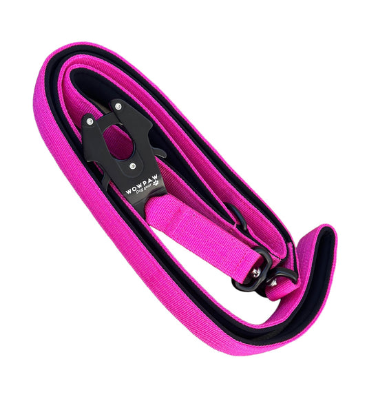 Guinzaglio tattico per cani con moschettone a rana, girevole a 360°, lunghezza 1,8 m, rosa fucsia
