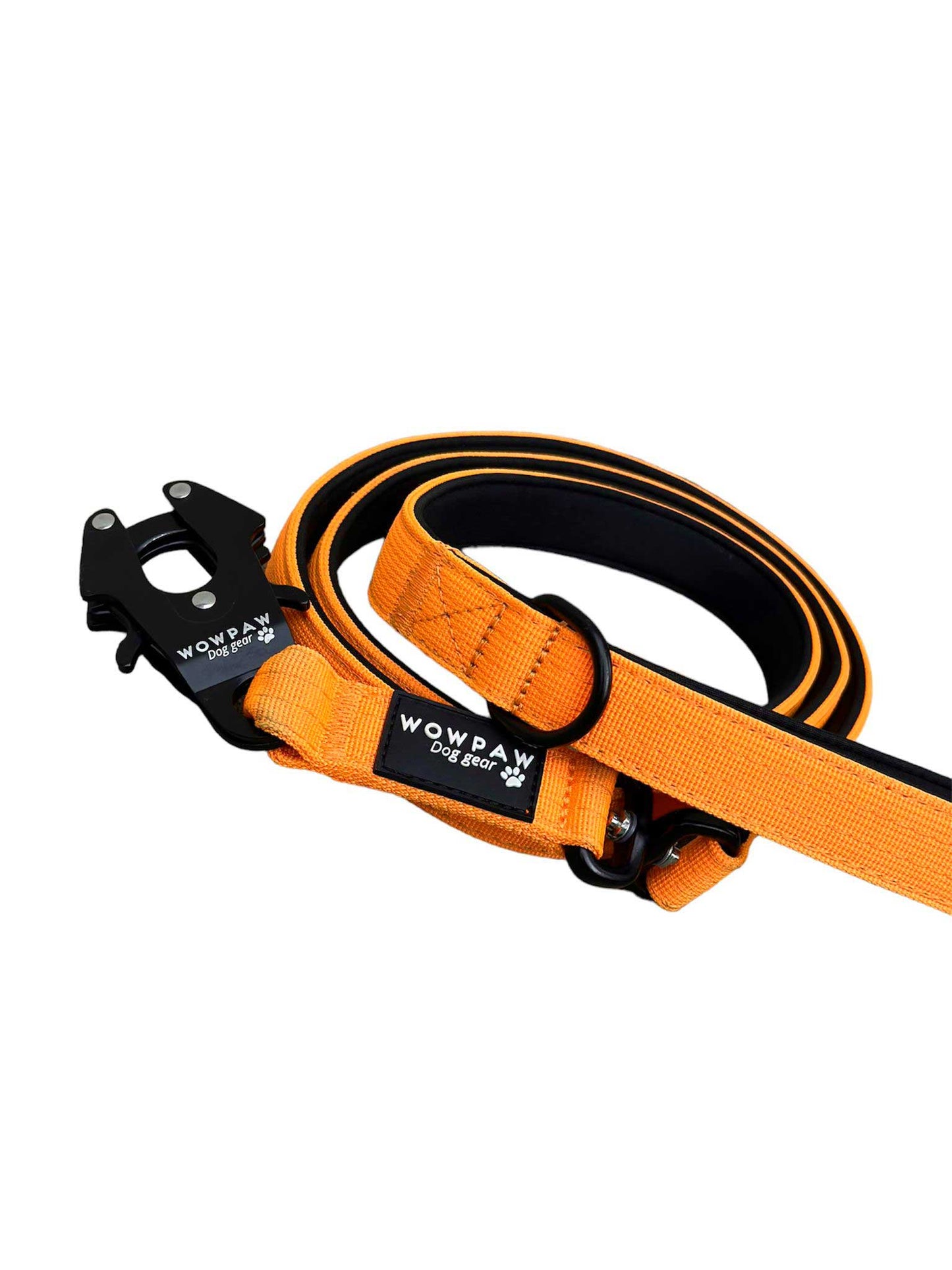 Taktische Hundeleine mit Froschkarabiner 360° drehbar Länge 1,8m Neonorange