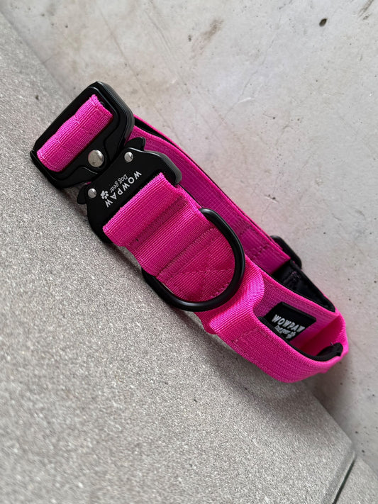 Hochwertiges taktisches Hundehalsband Magenta Größe L Breite 3,8cm