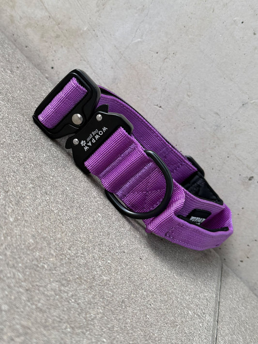 Hochwertiges taktisches Hundehalsband Dunkellila Größe L Breite 3,8cm