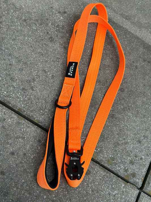 Taktische Hundeleine ULTRA LIGHT SOFTLINE XXS Neonorange – 1,5 m mit Mini-Froschkarabiner