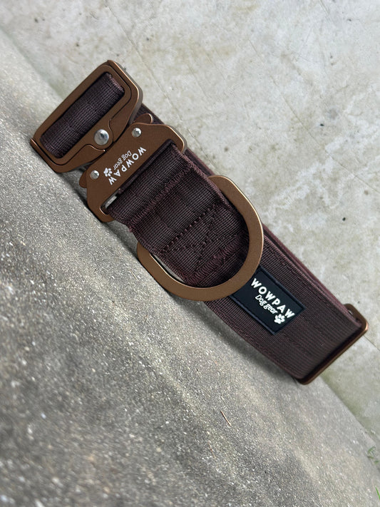 Taktisches Hundehalsband 5cm ULTRA LIGHT Espresso Braun Edition M ohne Griff