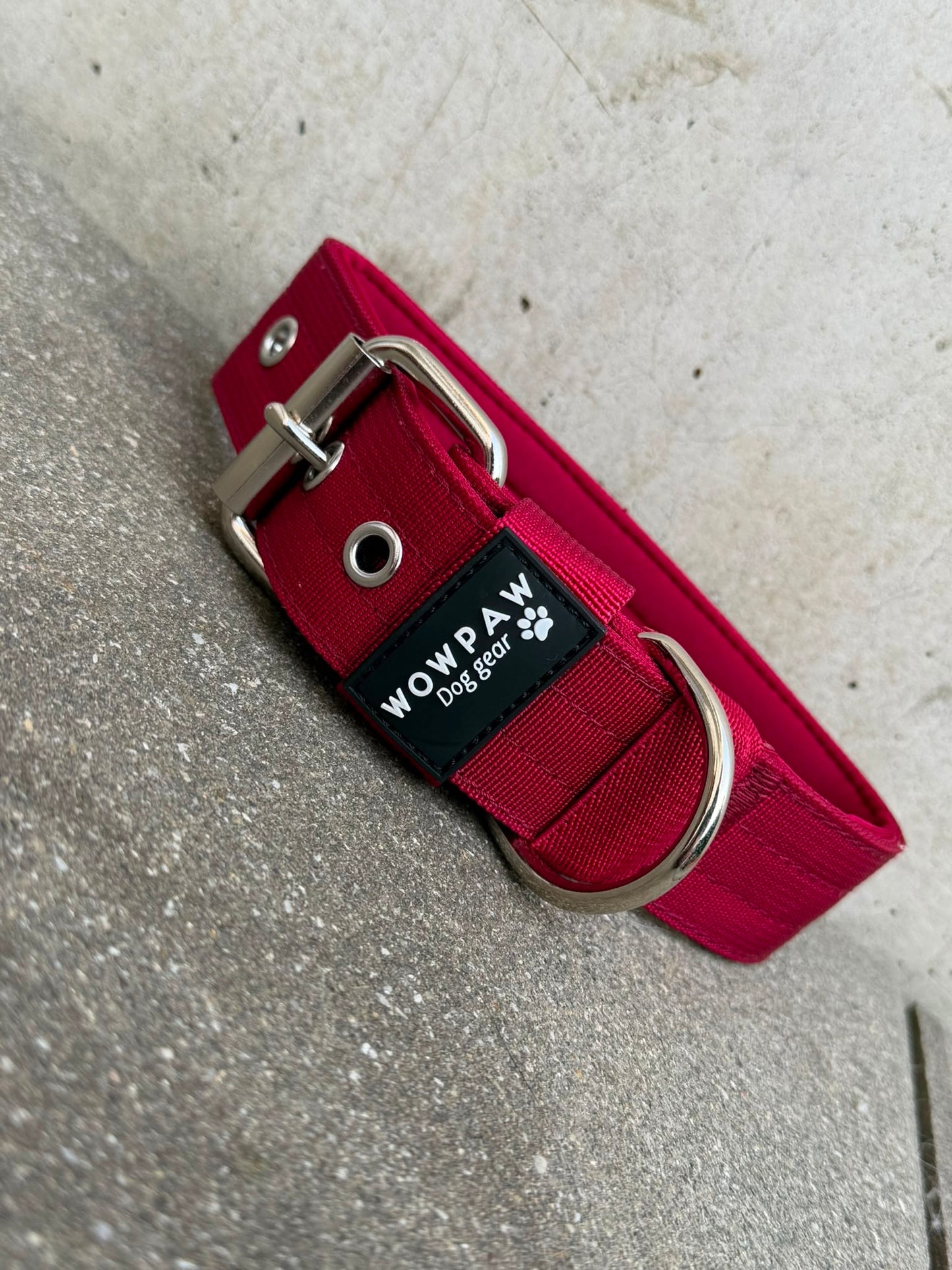 Hochwertiges Basic Hundehalsband Burgund 3,8cm Größe L