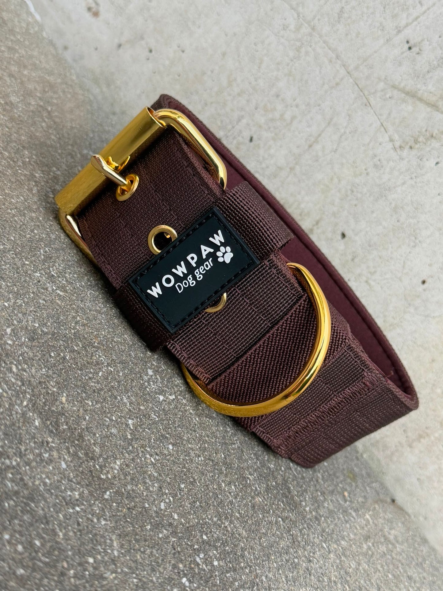 Hochwertiges Basic Hundehalsband Espresso Braun 5cm Größe L