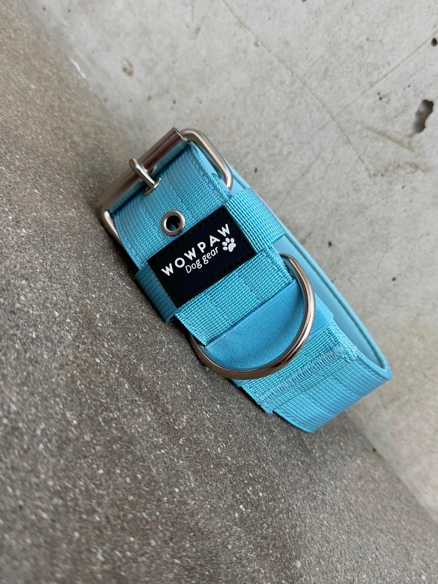 Hochwertiges Basic Hundehalsband Sky Blue 5cm Größe L