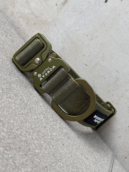 Collare tattico di alta qualità per cani 3,8cm ULTRA LIGHT Edizione verde militare taglia M senza maniglia