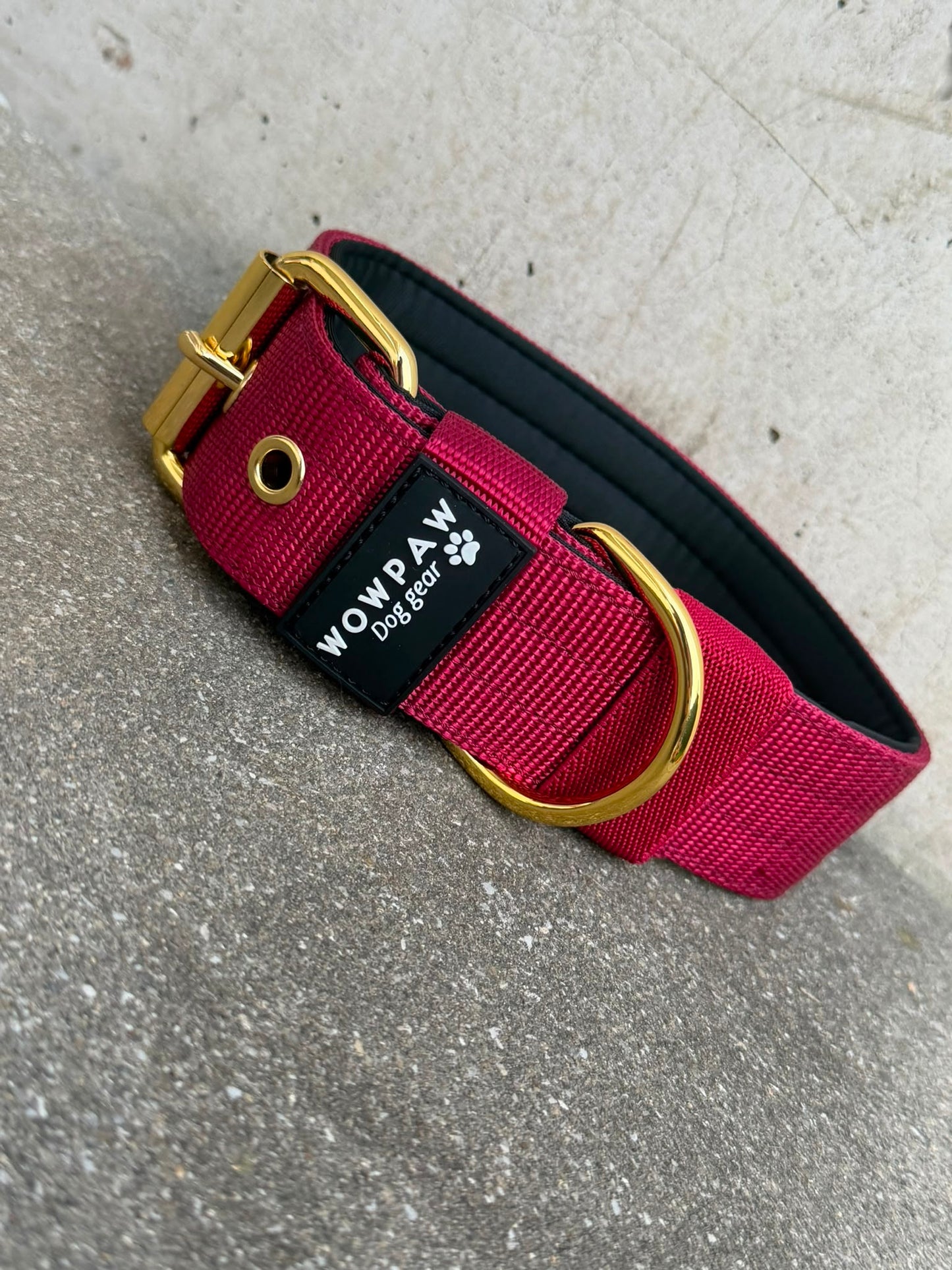 Hochwertiges Basic Hundehalsband Burgund 3,8cm Größe M