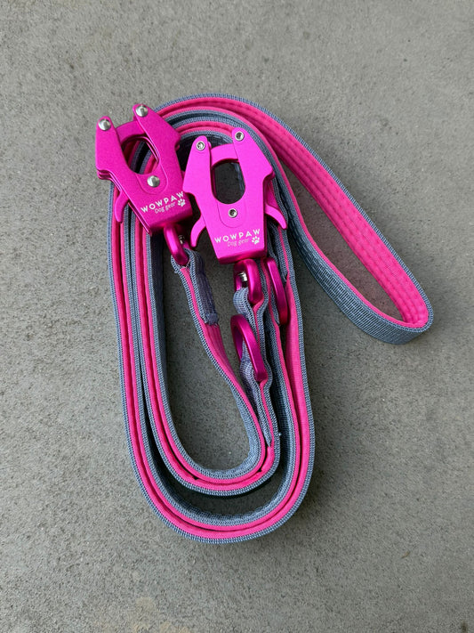 Guinzaglio tattico per cani con moschettone a rana, girevole a 360°, lunghezza 1,8 m, viola scuro