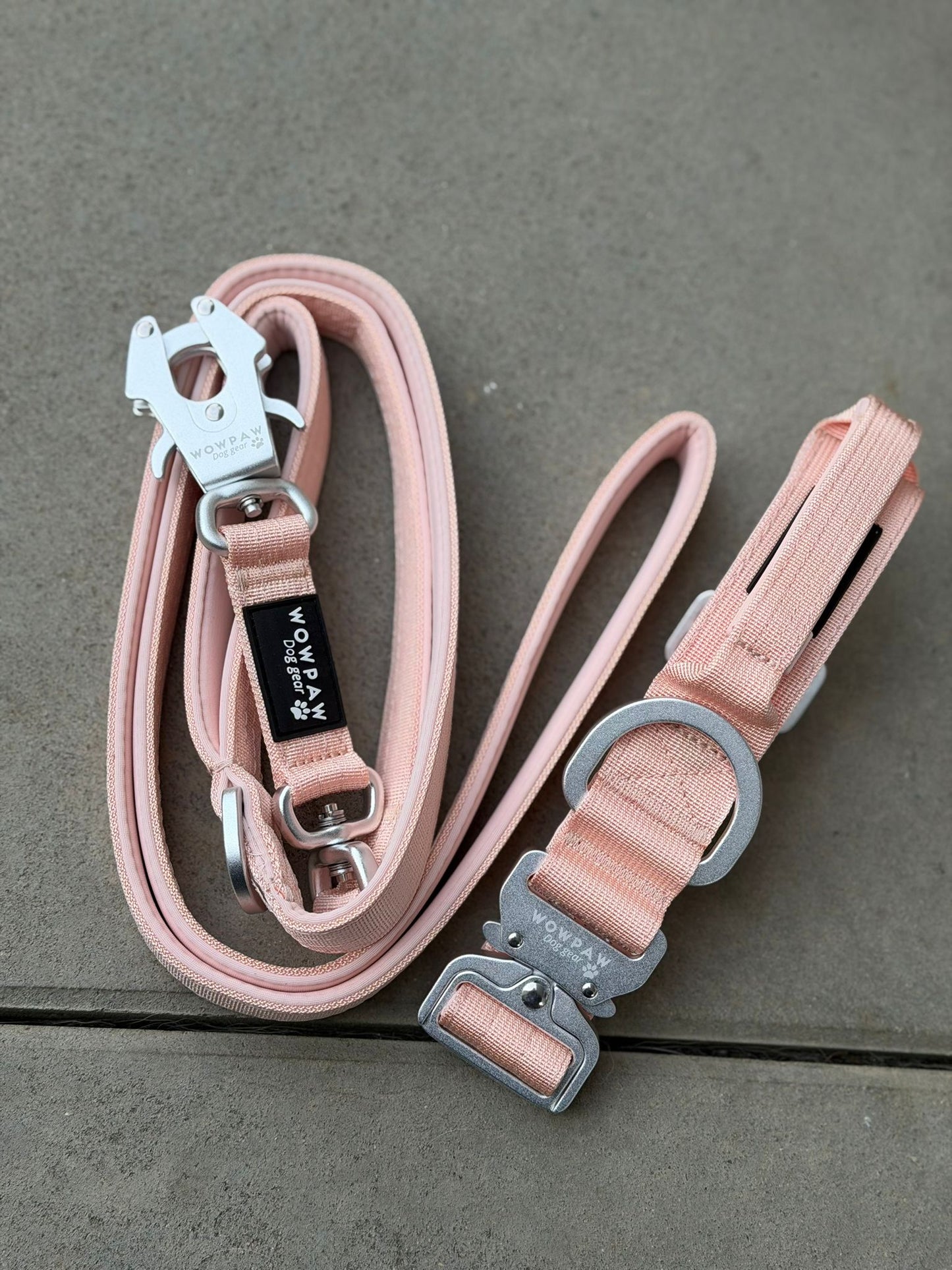 Guinzaglio tattico per cani con moschettone a rana, girevole a 360°, lunghezza 1,8 menta / oro rosa