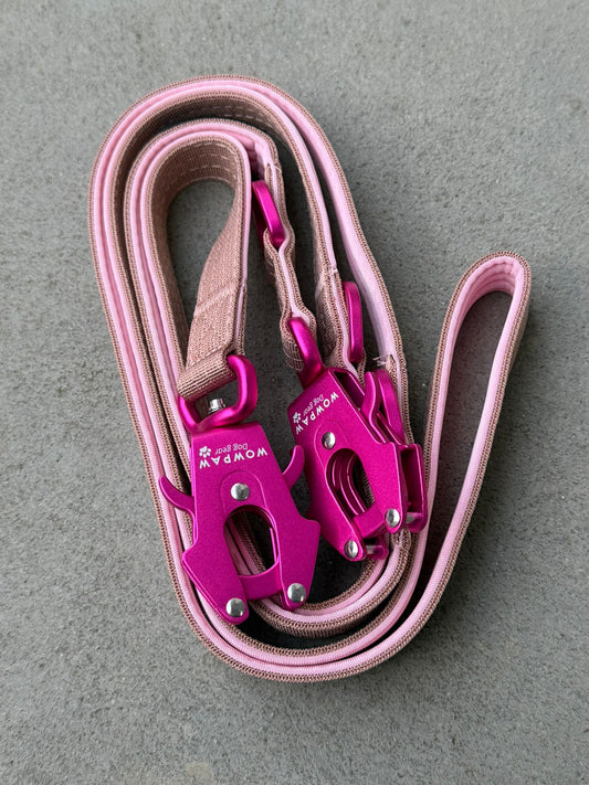 Guinzaglio tattico per cani con moschettone a rana, girevole a 360°, lunghezza 1,8 m, viola scuro