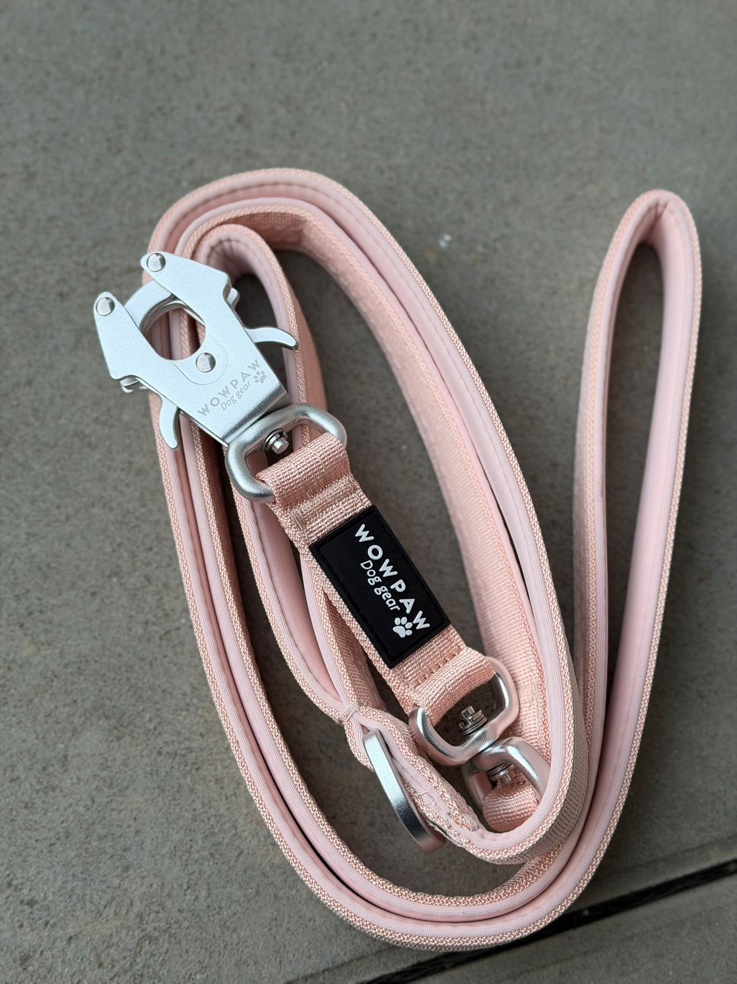 Guinzaglio tattico per cani con moschettone a rana, girevole a 360°, lunghezza 1,8 menta / oro rosa