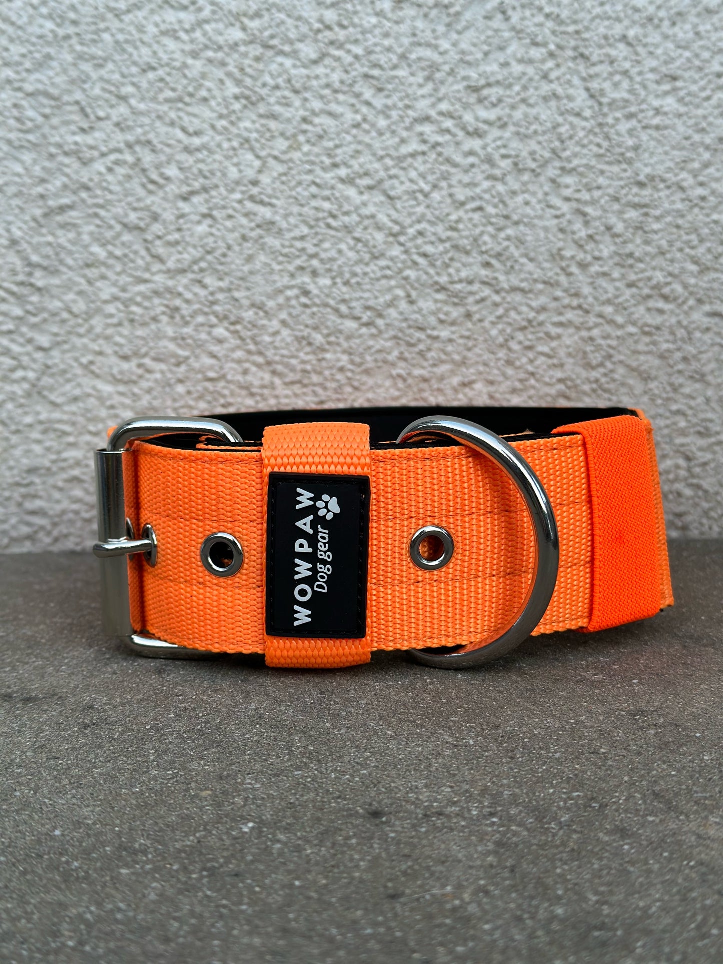 Hochwertiges Basic Hundehalsband Neonorange Größe M