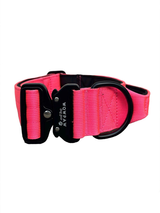 Hochwertiges taktisches Hundehalsband Neonpink Größe M