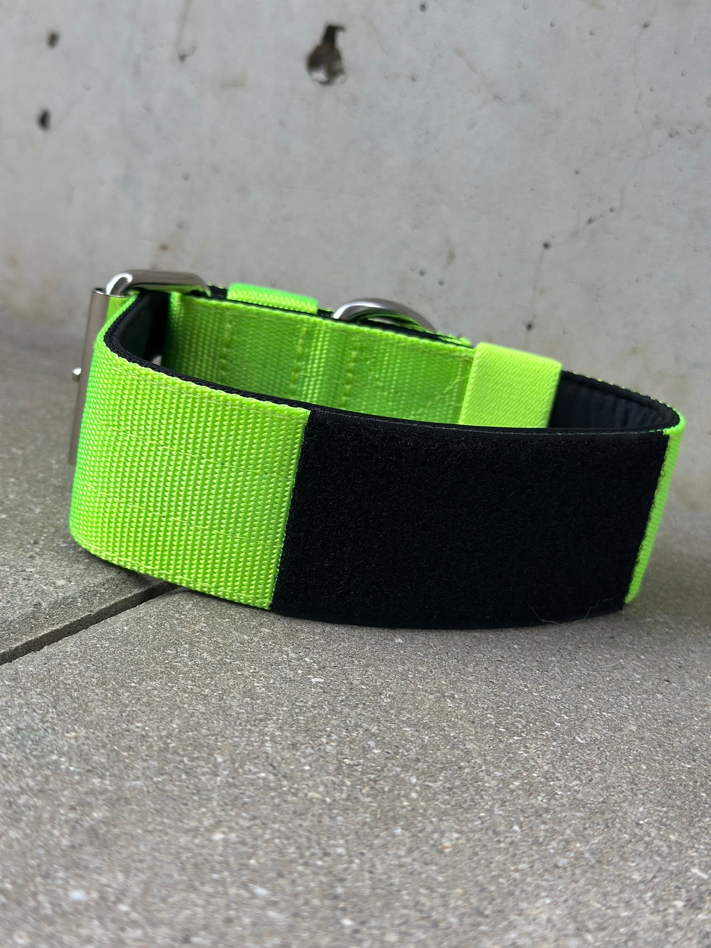 Hochwertiges Basic Patch Hundehalsband Neongrün Größe L