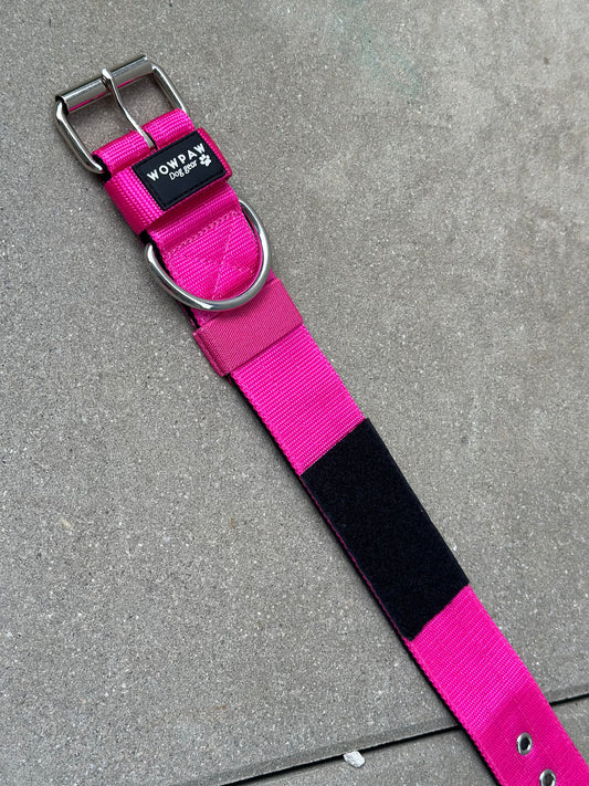 Hochwertiges Basic Patch Hundehalsband Magenta Größe S