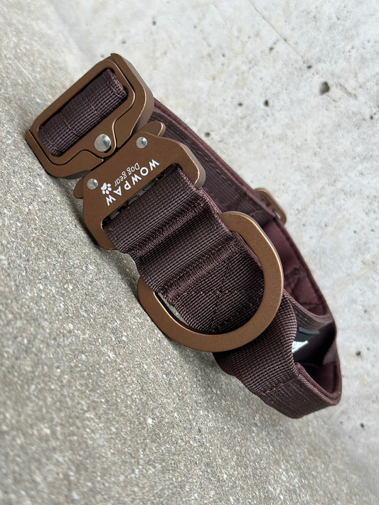 Hochwertiges taktisches Hundehalsband 3,8cm ULTRA LIGHT ESPRESSO BRAUN Edition Größe M