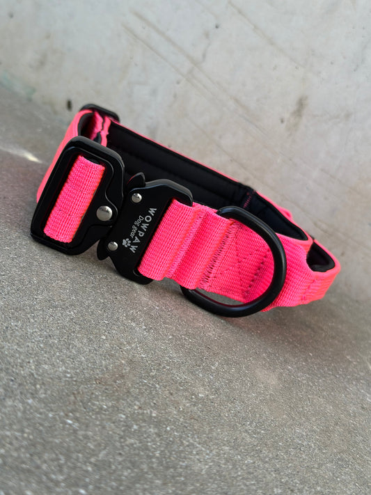 Hochwertiges taktisches Hundehalsband Neonpink Größe S Breite 3,8cm