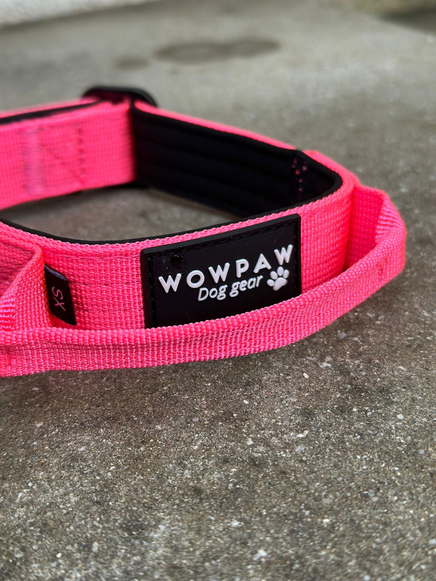 Hochwertiges taktisches Hundehalsband XS 2,5cm Neonpink