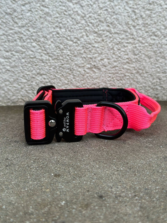 Hochwertiges taktisches Hundehalsband XS 2,5cm Neonpink